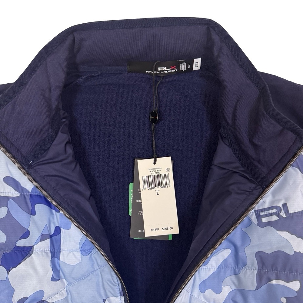 RLX Ralph Lauren Blue Camo Wool Blend Full Zip Long Sleeve Golf Jacket Size L - Picture 3 of 6